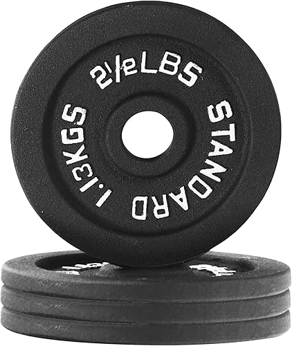 Fitvids Placa de pesas estándar de hierro fundido de 1 pulgada para entrenamiento de fuerza y levantamiento de pesas, varios pesos disponibles