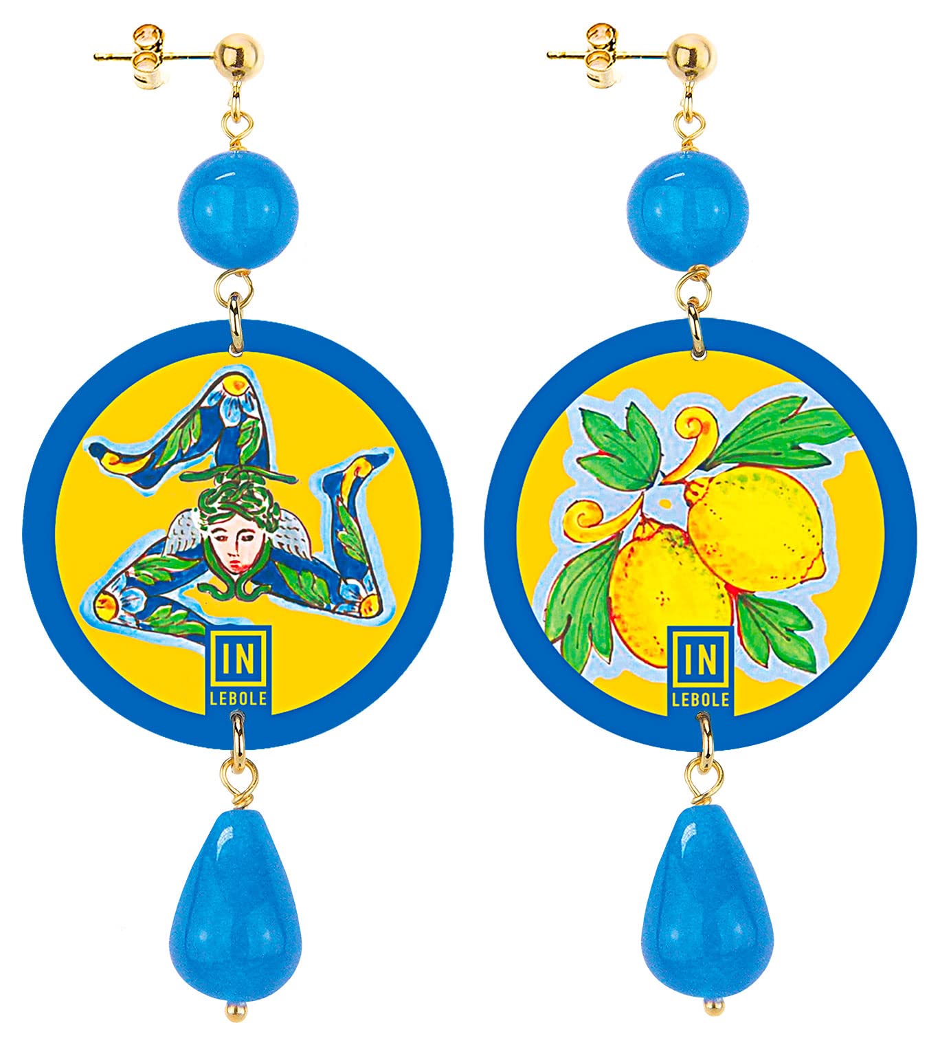 Collezione The Circle Trinacria Orecchini da Donna in Ottone Pietra Marrone