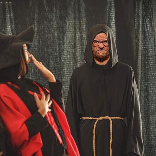 Miniatura 5 de XiaoHuaEr - Máscara decorativa de anciano, cara completa y cuello para mascaradas, máscara de silicona para Halloween, máscaras antiarrugas humanas