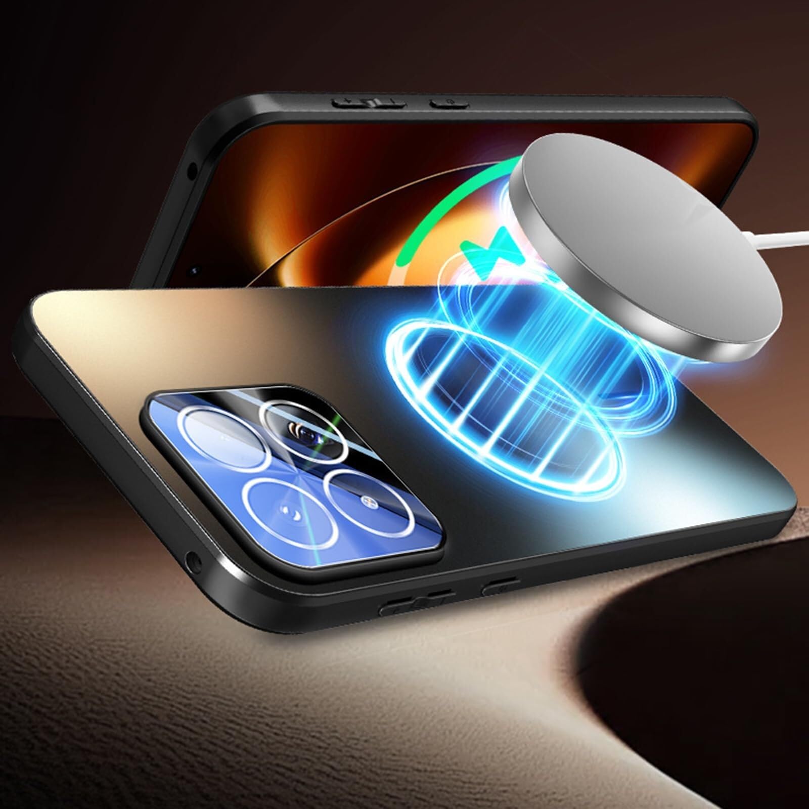 Generico Custodia Per Xiaomi 17Max, Custodia Magnetica Sottile | Rigida For PC Pellicola Protettiva Lenti Antigraffio Custodia(Marrone)