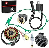 Vista 1 de Estator y relé de arranque, bobina de encendido, rectificador, junta de cubierta compatible con Yamaha Raptor 660 660R 2001 2002 2003 2004 2005