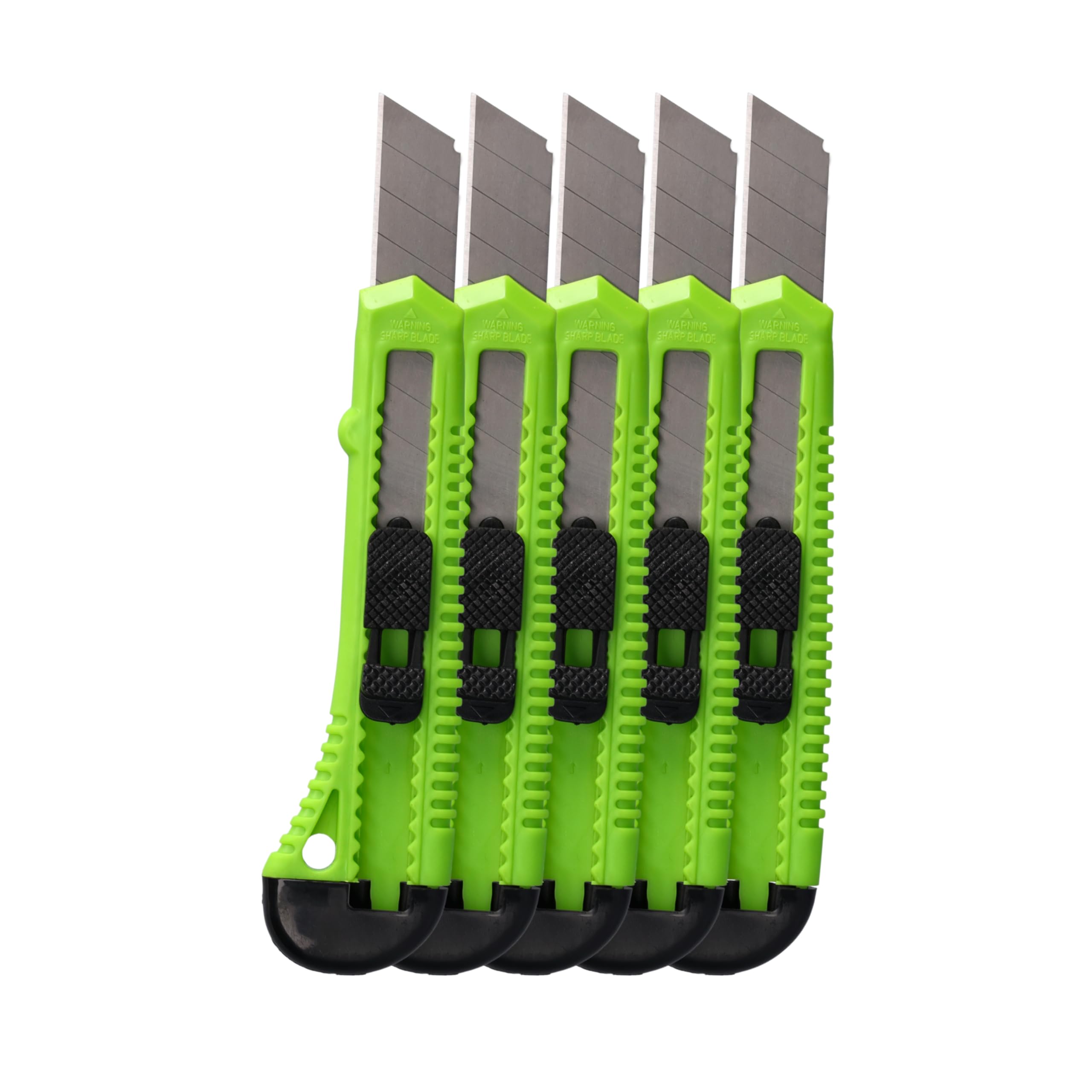 ToolSpace Set 5 Taglierini Professionali Cutter Lama Diciotto Millimetri Acciaio Inox Impugnatura Ergonomica Blocco Sicurezza Taglio Preciso Cartone Carta Da Parati Qualita Professionale Garantita