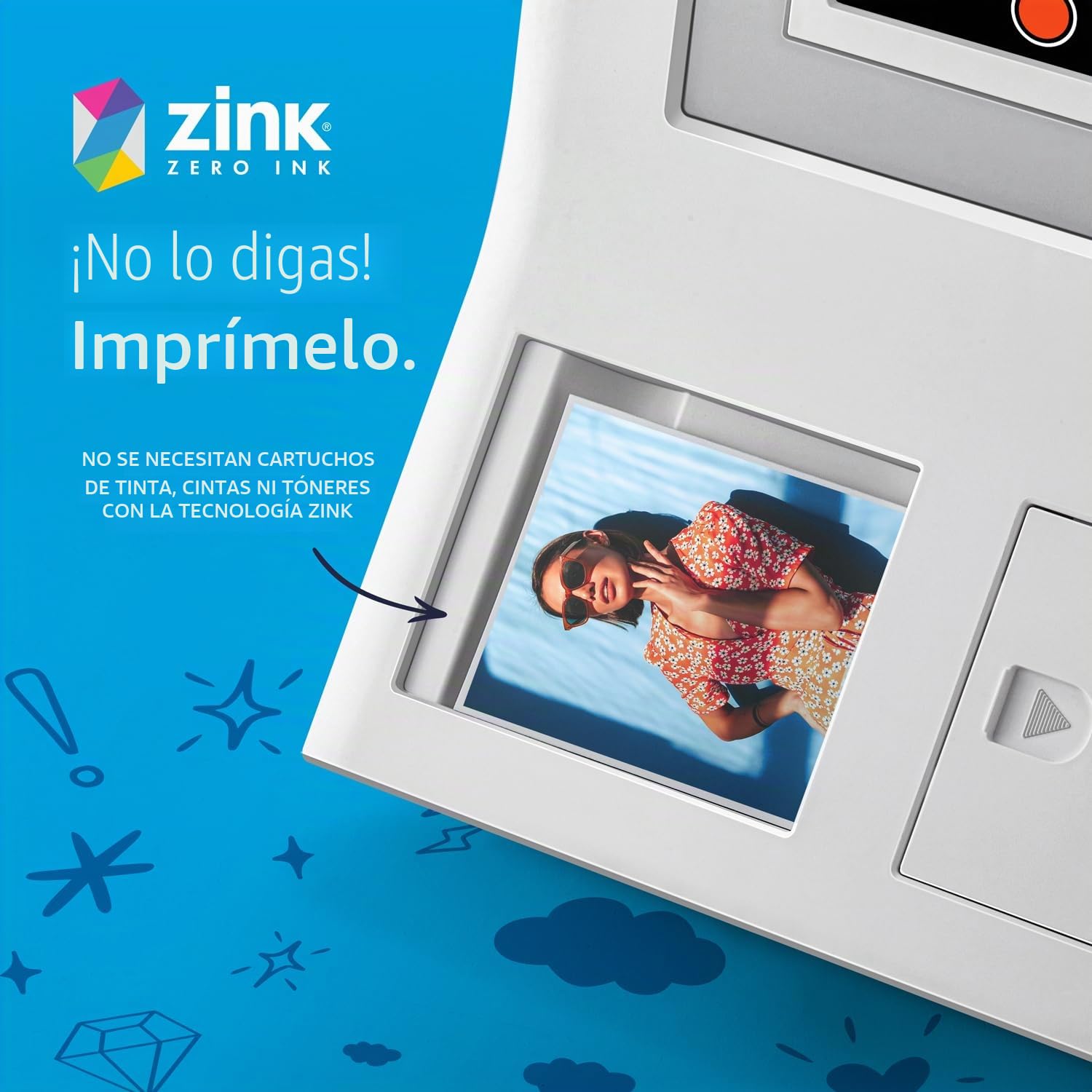 HP Sprocket 3.5 x 4.25" (8.9 x 10.8 cm) Zink con reverso adhesivo Papel fotográfico, 50 hojas, compatible con las impresoras fotográficas HP Sprocket 3x4 y Photobooth