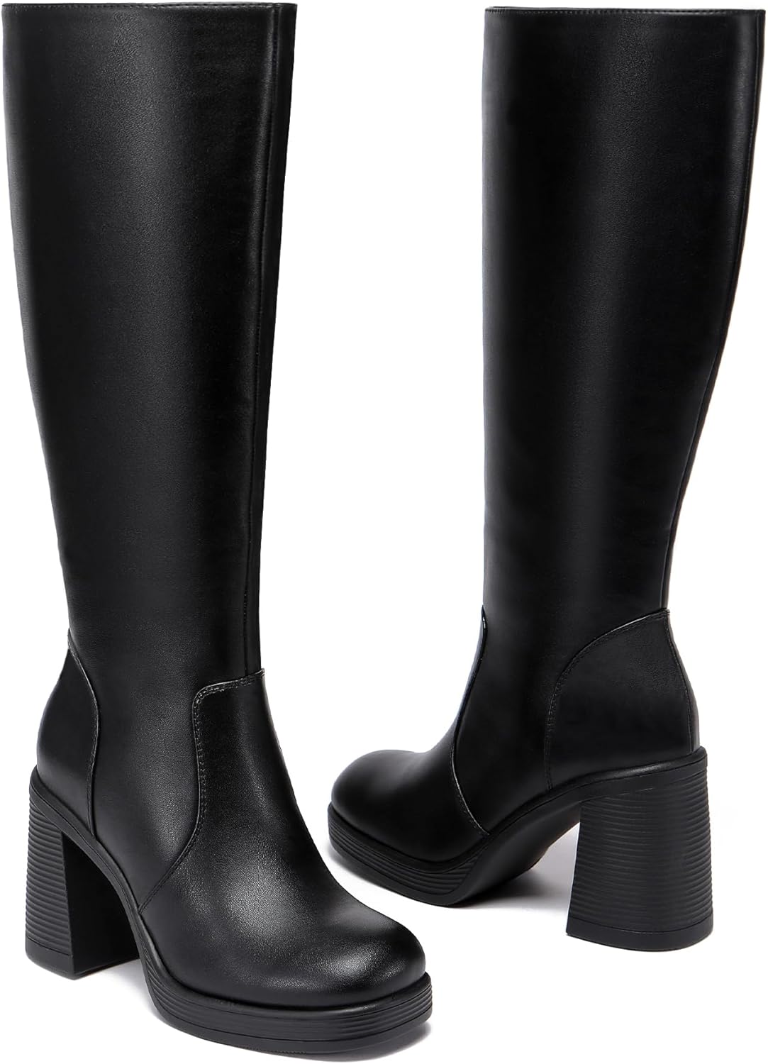 Knee High Boots Women Chunky Heeled Square Toe Boot Platform Tall Long Boots Side Zipper Gogo Boots - Image 4