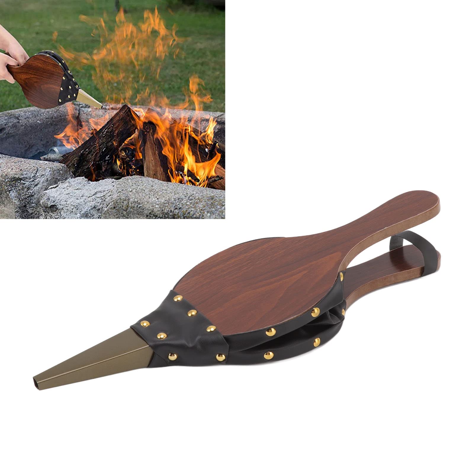 Fuelle de chimenea madera, 15,0 x 5 pulgadas, fuelle, soplador aire manual, herramientas for con correa for colgar for acampar al libre, barbacoa