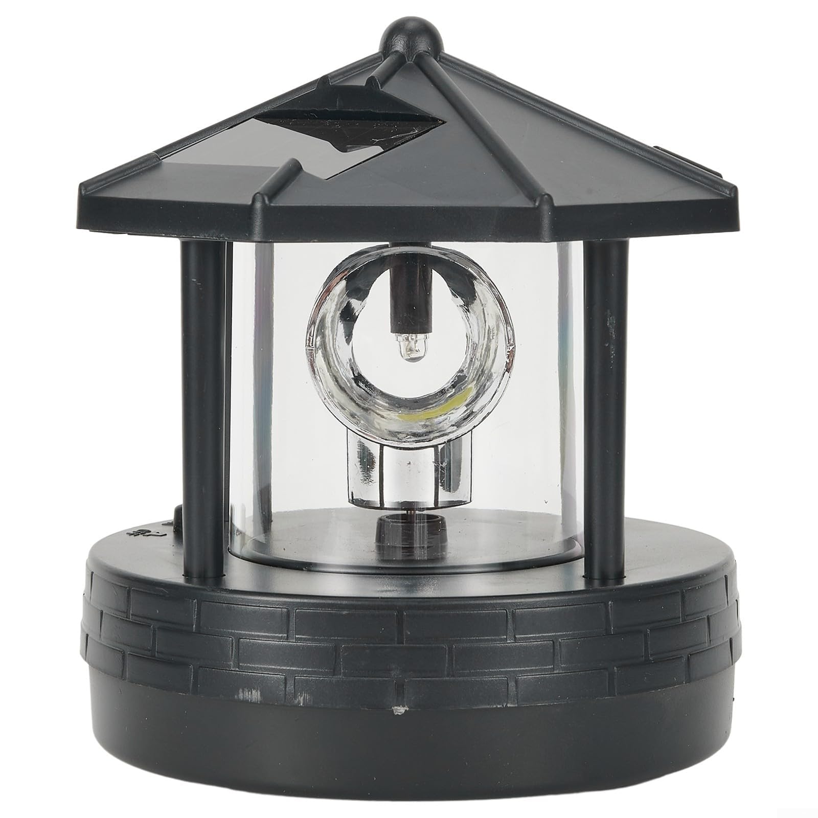 Eawfgtuw Solar Lighthouse Garden Light, 360-Degree Rotating Outdoor Street Lamp Ornament, Dusk-to-Dawn Lighting, for Yard, Patio, Landscape, Walkway (black)