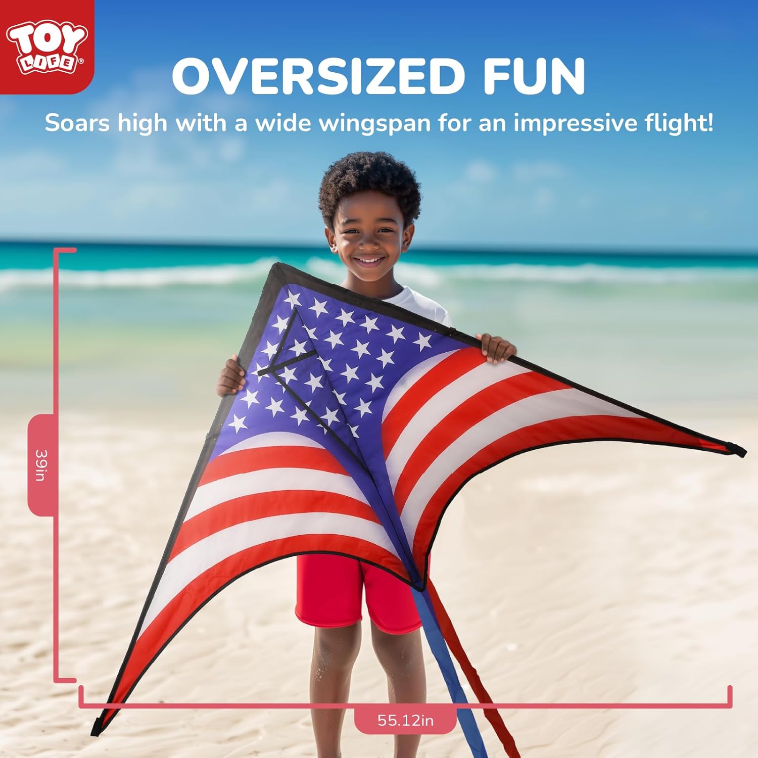TOY Life 48.4'' Large Kites Easy to Fly for Kids Adults with 328.1 FT String, Beach Kite Outdoor Game Outside Toys Activity Summer Toys for Kids