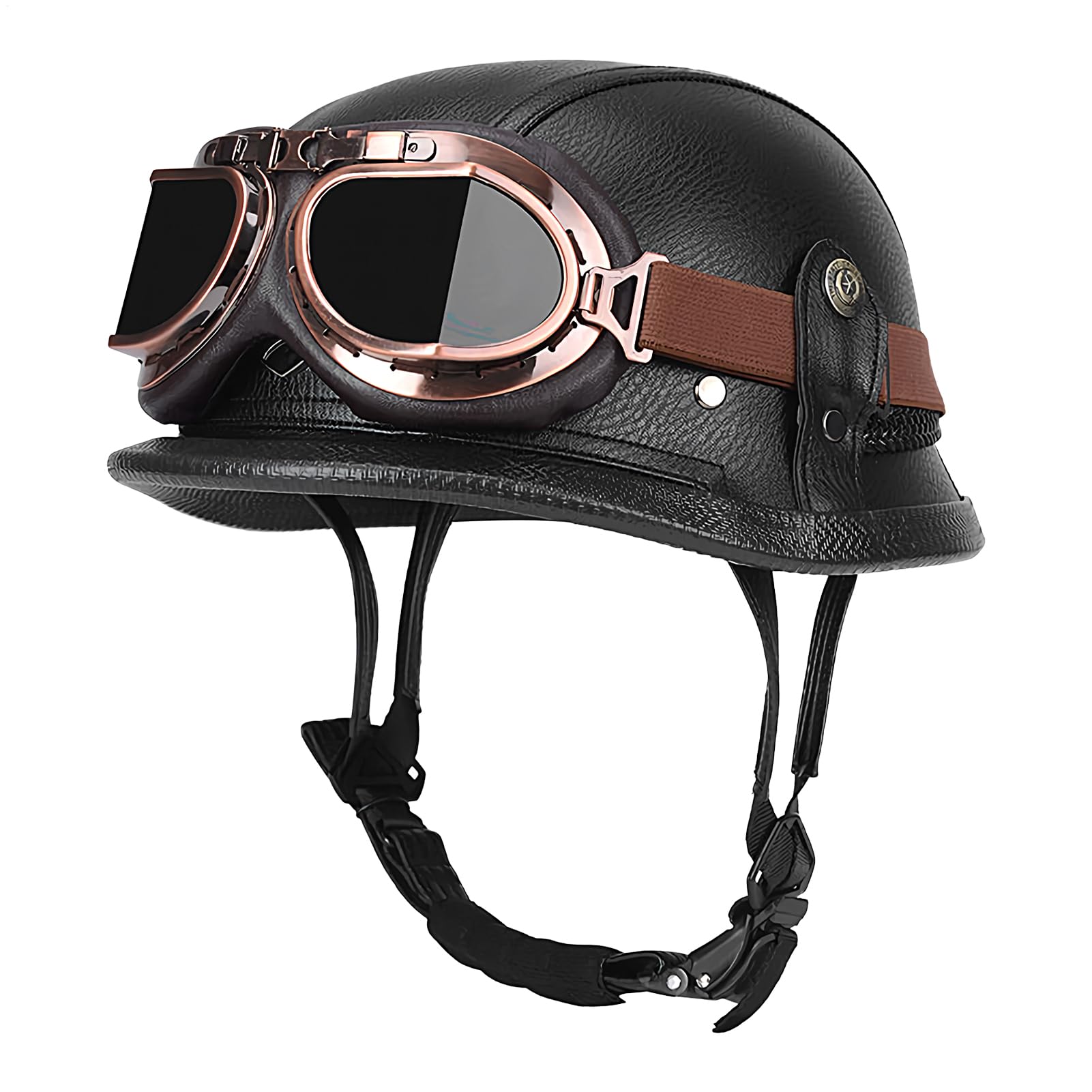 Casco Motociclistico Stile Tedesco Antiabbagliamento Con Sgancio Rapido In | Casco Scooter Protettivo Ideale per Uomini e Donne Scooter Moto Guida e Viaggio Turismo