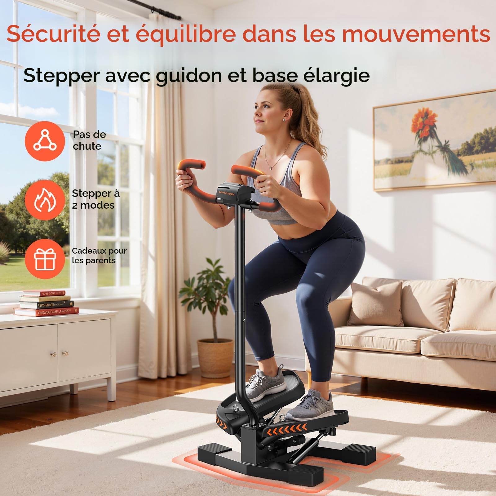 Stepper Sportsroyals Avec Résistance – 10 Minutes Pour Brûler Les Graisses, Sans Faire De Bruit !