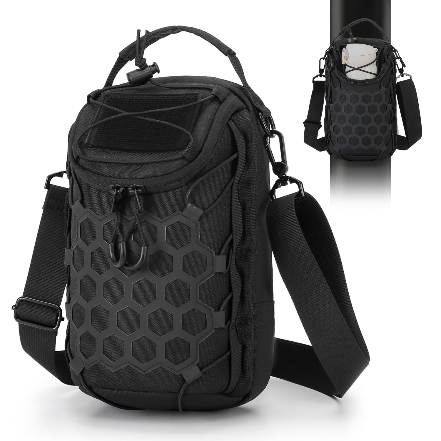 FTCYCRU Small Magnetic Gym Bag for Men and Women with 9 Powerful Magnets,Multi-Size Magnetic Water Bottle Holder,Mini Crossbody Gym Bag for Sports, Work (Black)