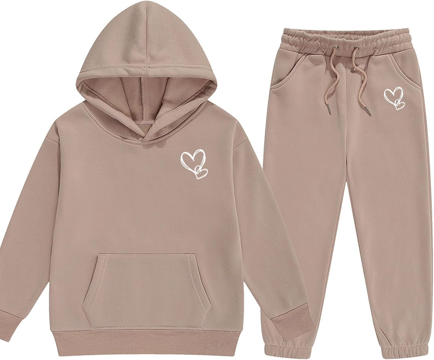 IEPOFG Unisex Kids Fleece Thermal Sweatsuit 2 Piece Outfits Girls Boys Hooded Sweatshirt and Jogger Sweatpants Sweatsuit Set