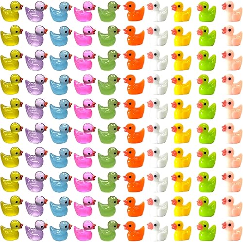 100 piezas Mini patos luminosos y patos de resina para decoración de micro jardín y casa de muñecas