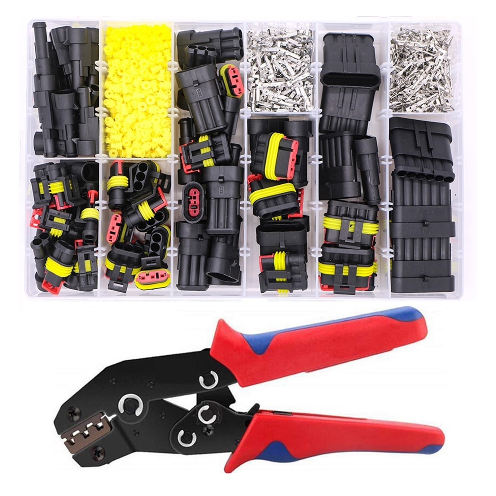 70 8PCS 1-6 Pins Conectores Impermeables Ocultos 43 Sets Sello Marino del automóvil Conector de Alambre eléctrico Conector de Enchufe Arnés 30 0v 12a Equipo (Color : 1004pcs and Pliers)