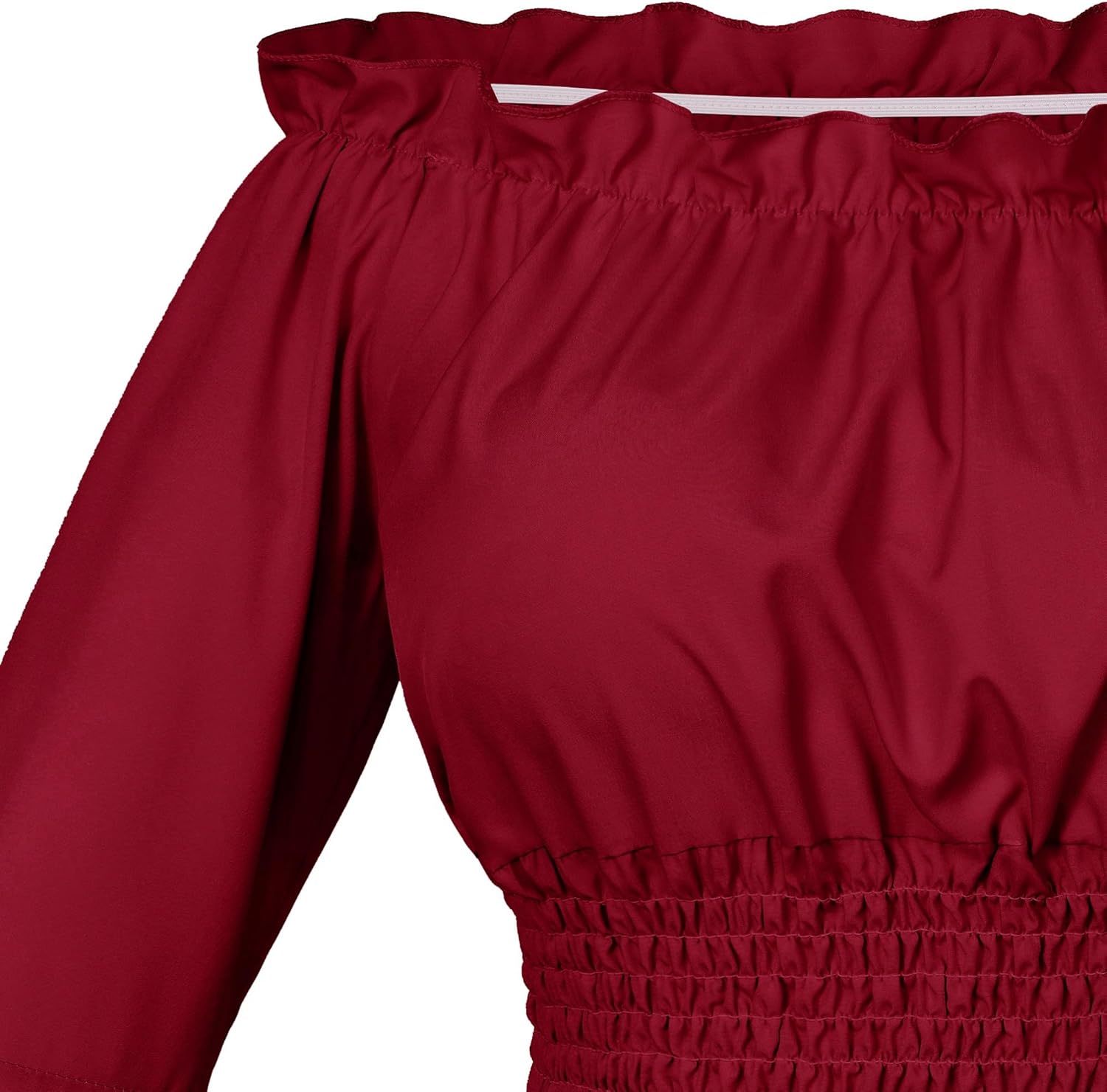 Irtysh Womens Renaissance Victorian Peasant Ruffle Smocked Waist Boho Pirate Shirt Blouse Cosplay Costume - Image 5