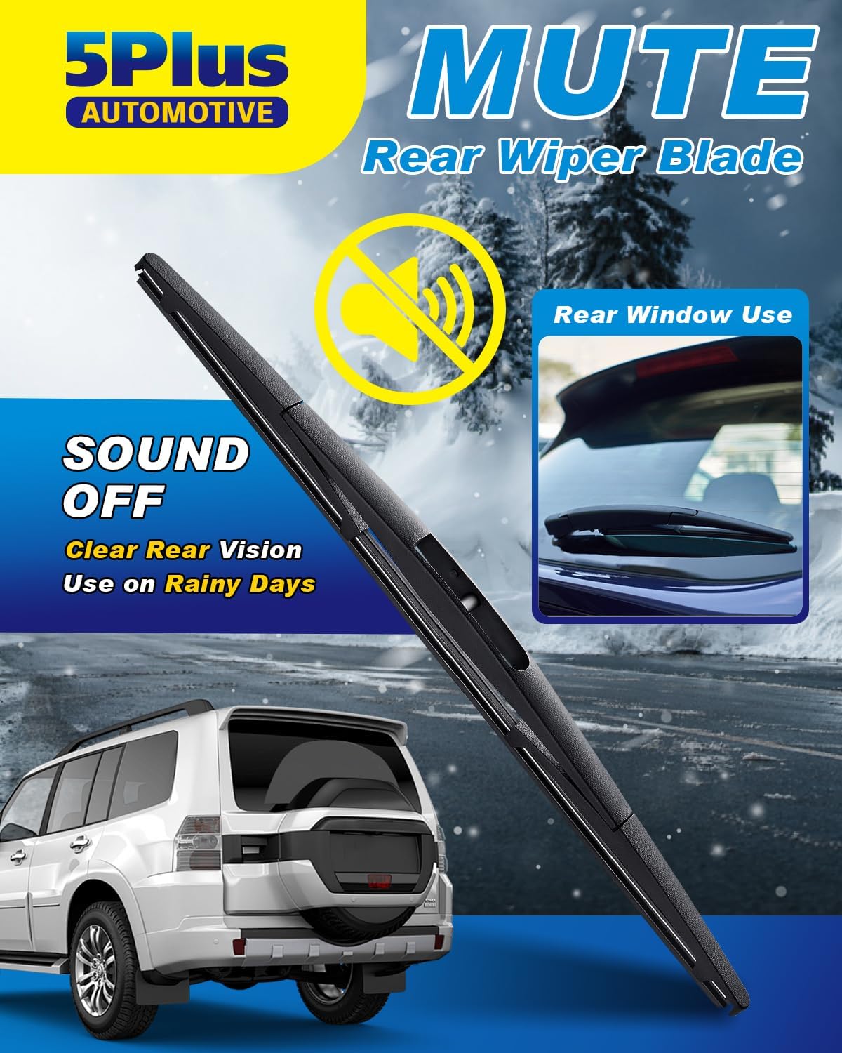 5 PLUS® 16 Inch Rear Wiper Blade Replacement for Honda 2005-2024 Odyssey,2019-2023 Passport/2020-2024 Subaru Outback/2022-2025 Acura MDX Rear Windshield Wiper Mute Original OEM Quality