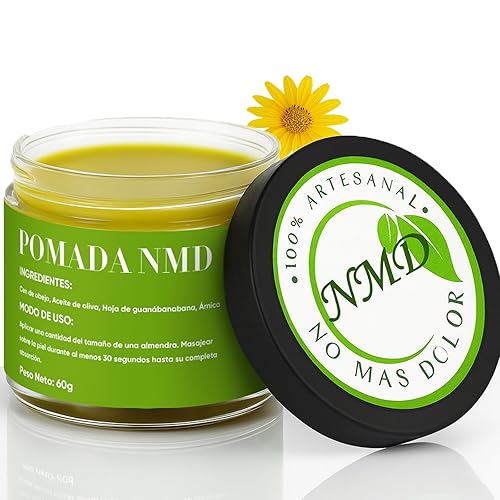 Pomada NMD Para Dolor Muscular - Crema natural herbaria artesanal para articulaciones con árnica, aceite de oliva, hoja de guanábana, cera de
