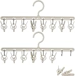 YOUOWO Drying Hanger with 16Pcs Detachable Clips (2 Pack Gray) | Space-saving,Windproof,For Sock Bras Underwear Laundry Towels Gloves