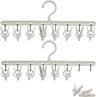 Vista 2 de Percha de ropa con 8 clips, percheros de secado de ropa resistente al viento para secar calcetines, brasieres, ropa interior, ropa de bebé