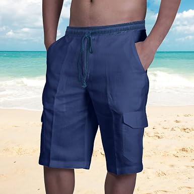 Short Bermudas Homme En Velours Côtelé - Pantacourt Décontracté Élastique - Poches - Pour Sport, Plage, Yoga - Été - 7