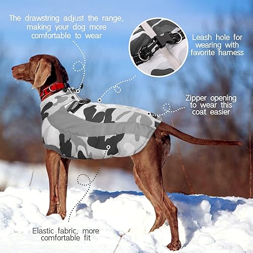 Miniatura 3 de FUAMEY - Abrigo de invierno para perro, chaqueta cálida con forro polar suave, impermeable, resistente al viento, chaleco de forro polar para perros