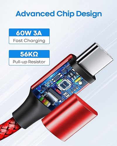 Miniatura 9 de etguuds Cable USB C a USB C blanco de 1 pie, paquete de 2 cables USBC a USBC de 60 W, cable de carga tipo C a C, carga rápida para iPhone 16 15 Pro