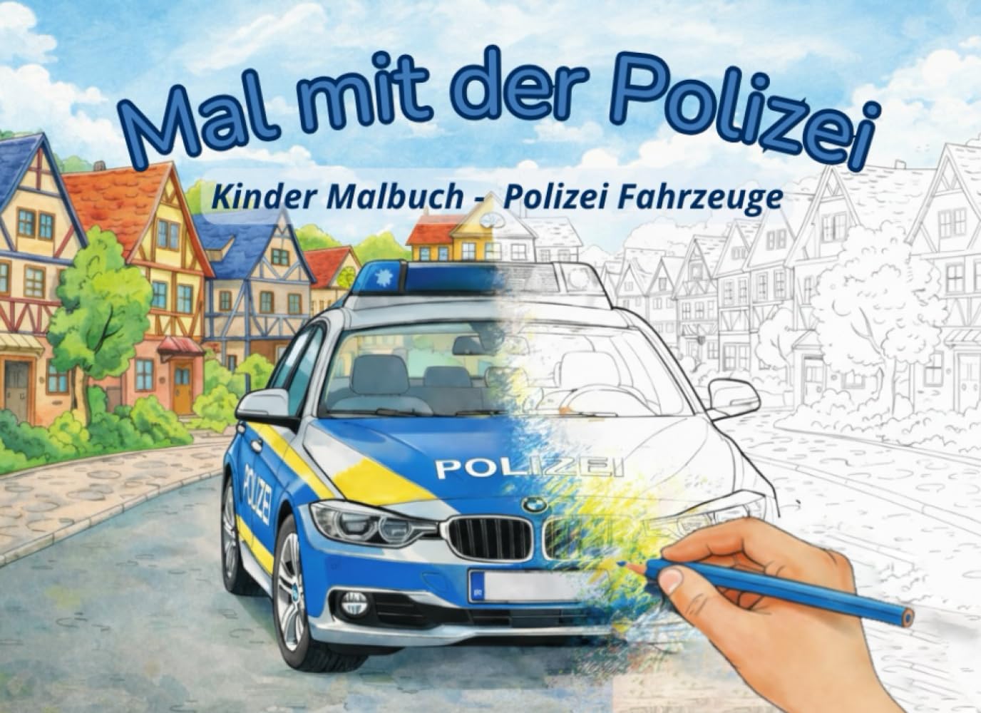 POLIZEI MALBUCH - Mal mit der Polizei: Kinder Malbuch mit echten Polizeifahrzeugen | Ausmalbuch mit Streifenwagen, Hubschrauber & Spezialfahrzeugen