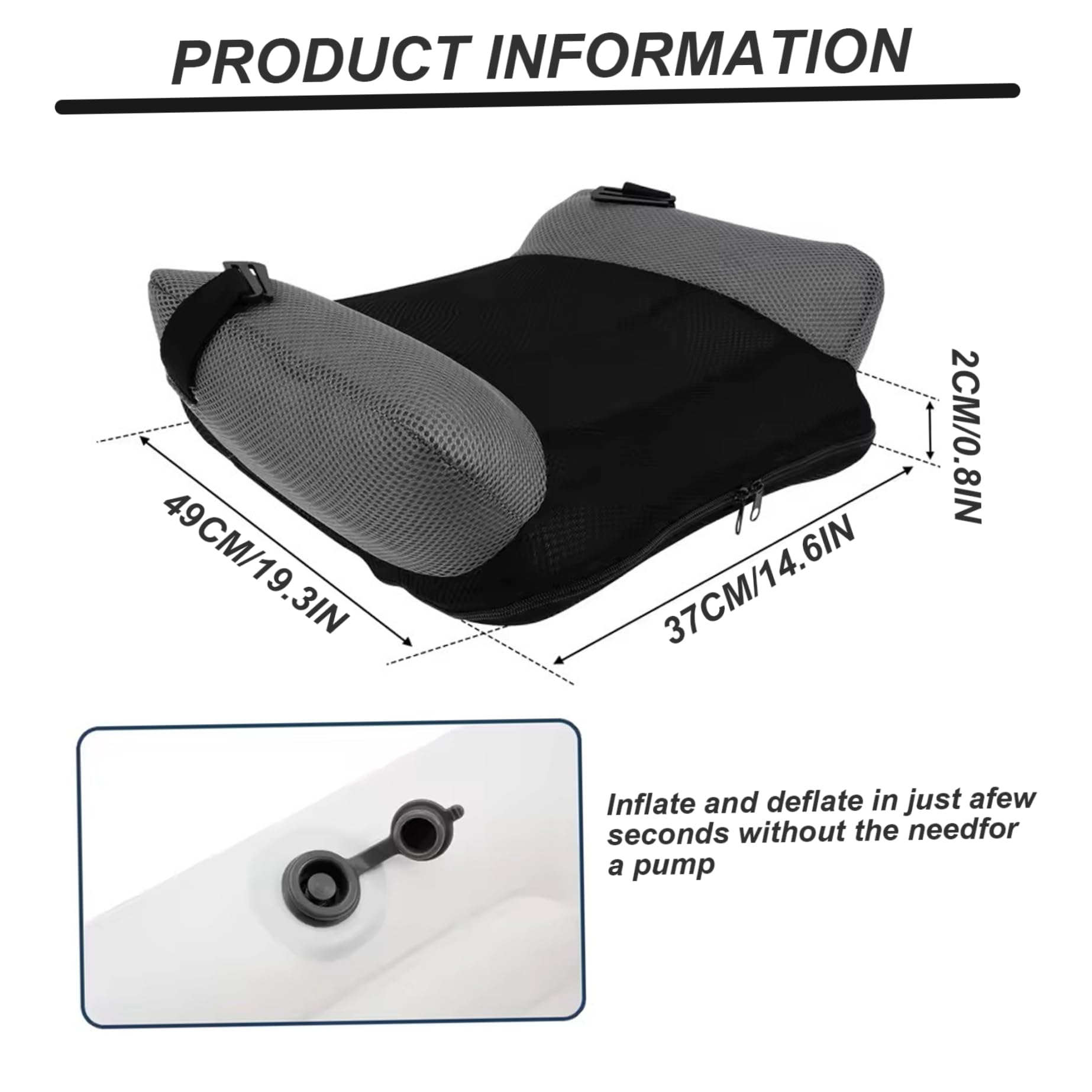 Inflatable Booster Seat Portable Backless Booster with Buckle & Carry Bag Blow up Breathable Seat Cushion for Travel Outdoor — view 5