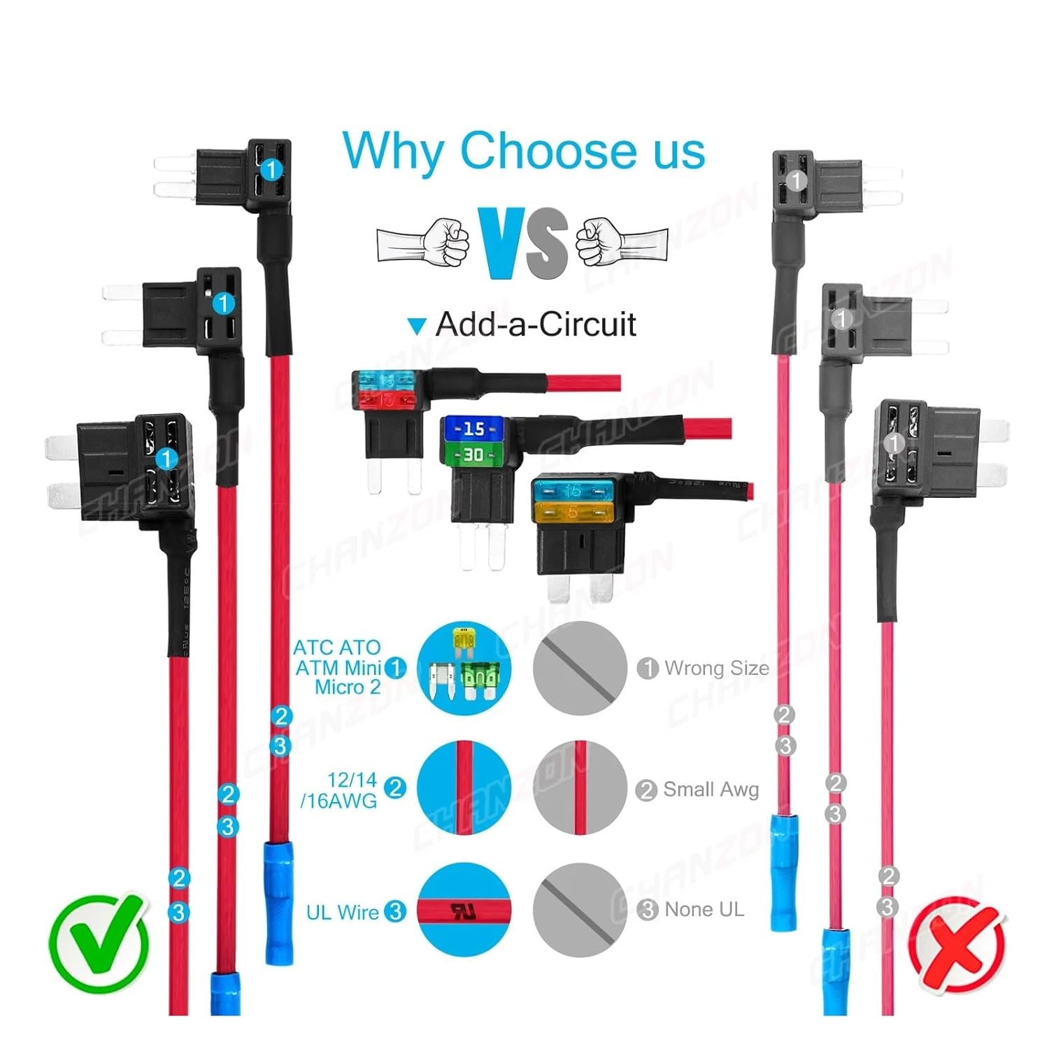 5PCS Dual Car Fuse Holder Additional Circuit Tap Adapter ATM ATC Small 5V 12V 24V 32V 12 14 16 AWG Wire Terminal Connector (Color : 5pcs Micro2, Size : 12AWG)