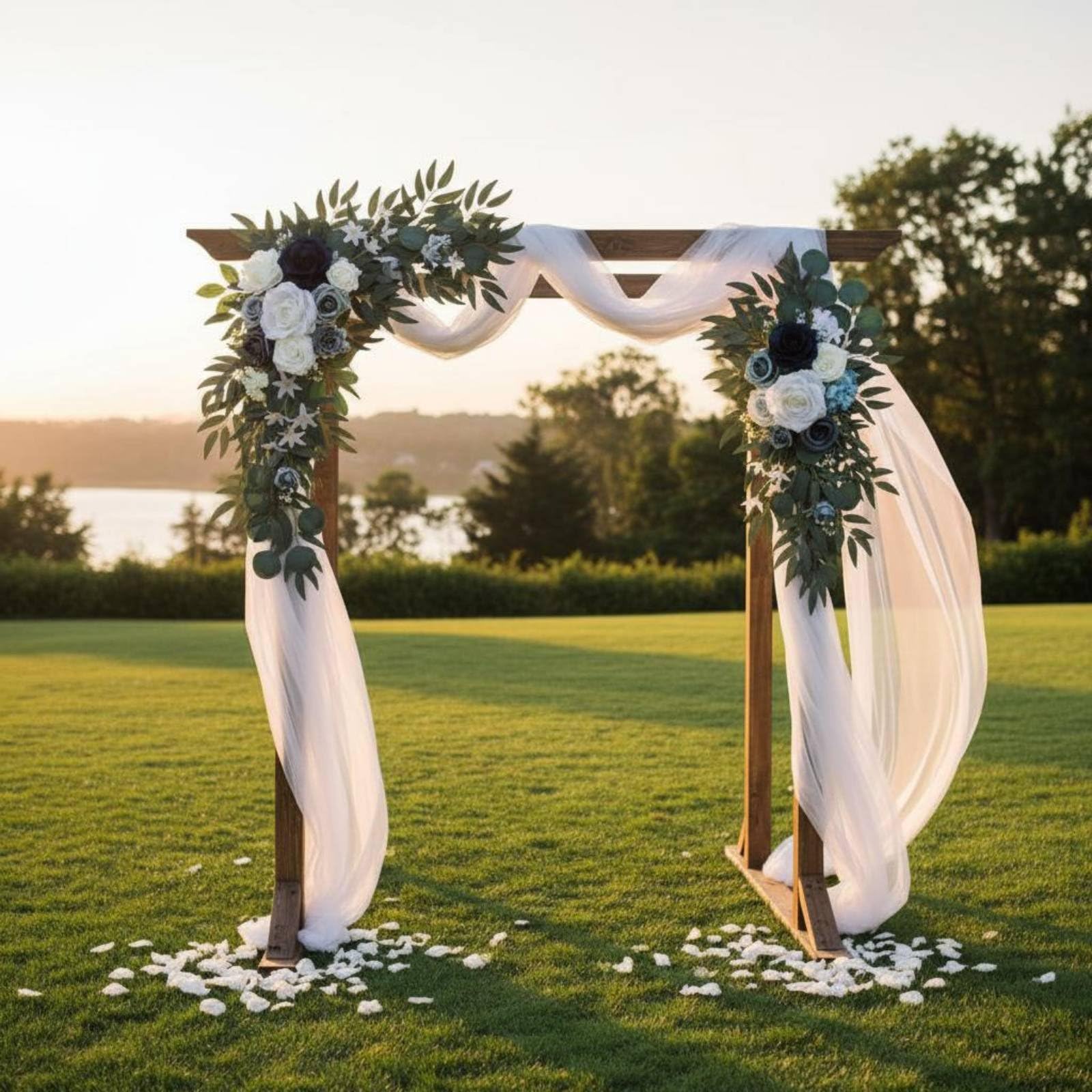 2 Pezzi Decorazione Floreale per Arco con Composizione di Seta E Foglie Artificiali per Cerimonia all Aperto per Tavolo E Ornamento per Giardino