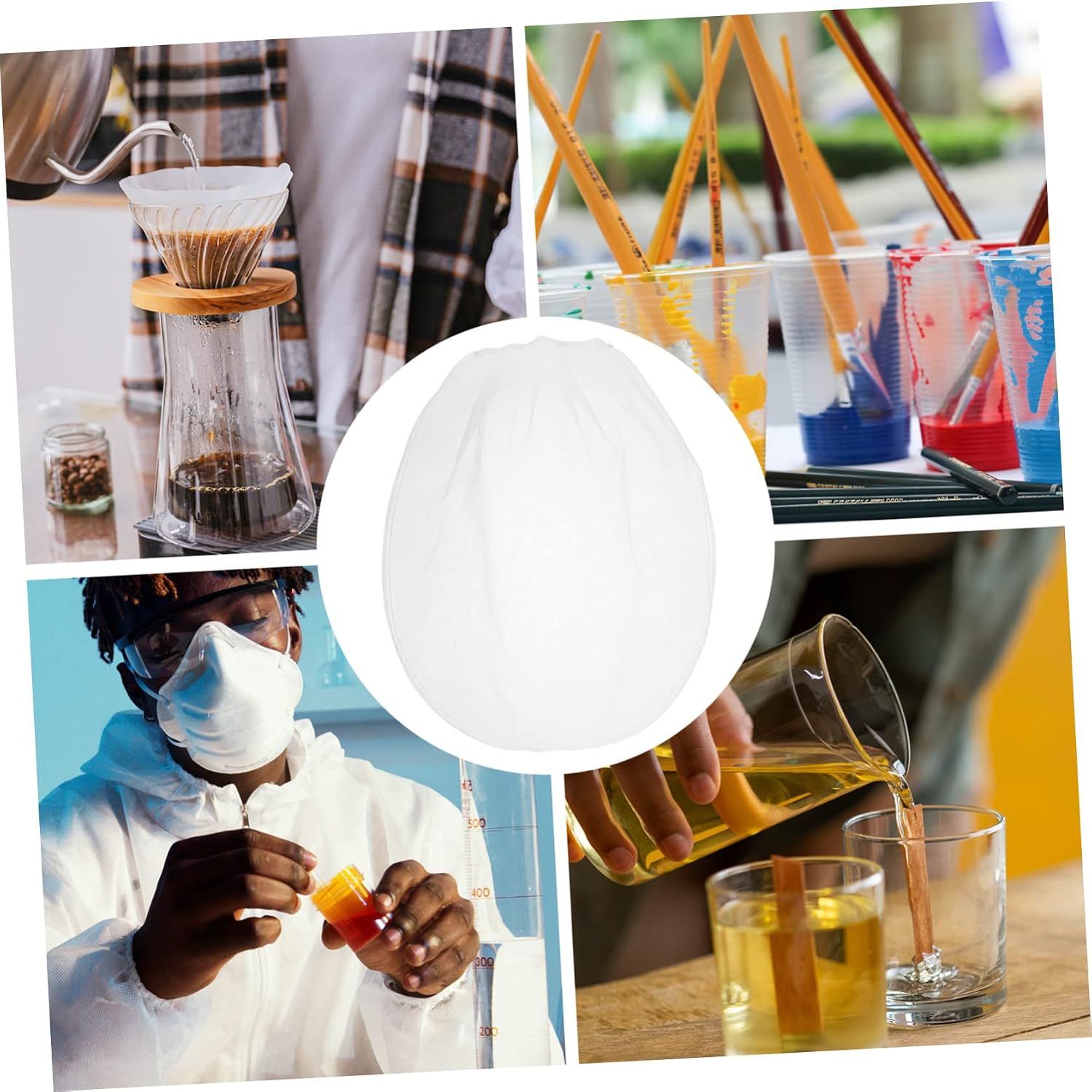 Xmas Oil Paint Filter Bag, 10pcs White Nylon Mesh Strainers