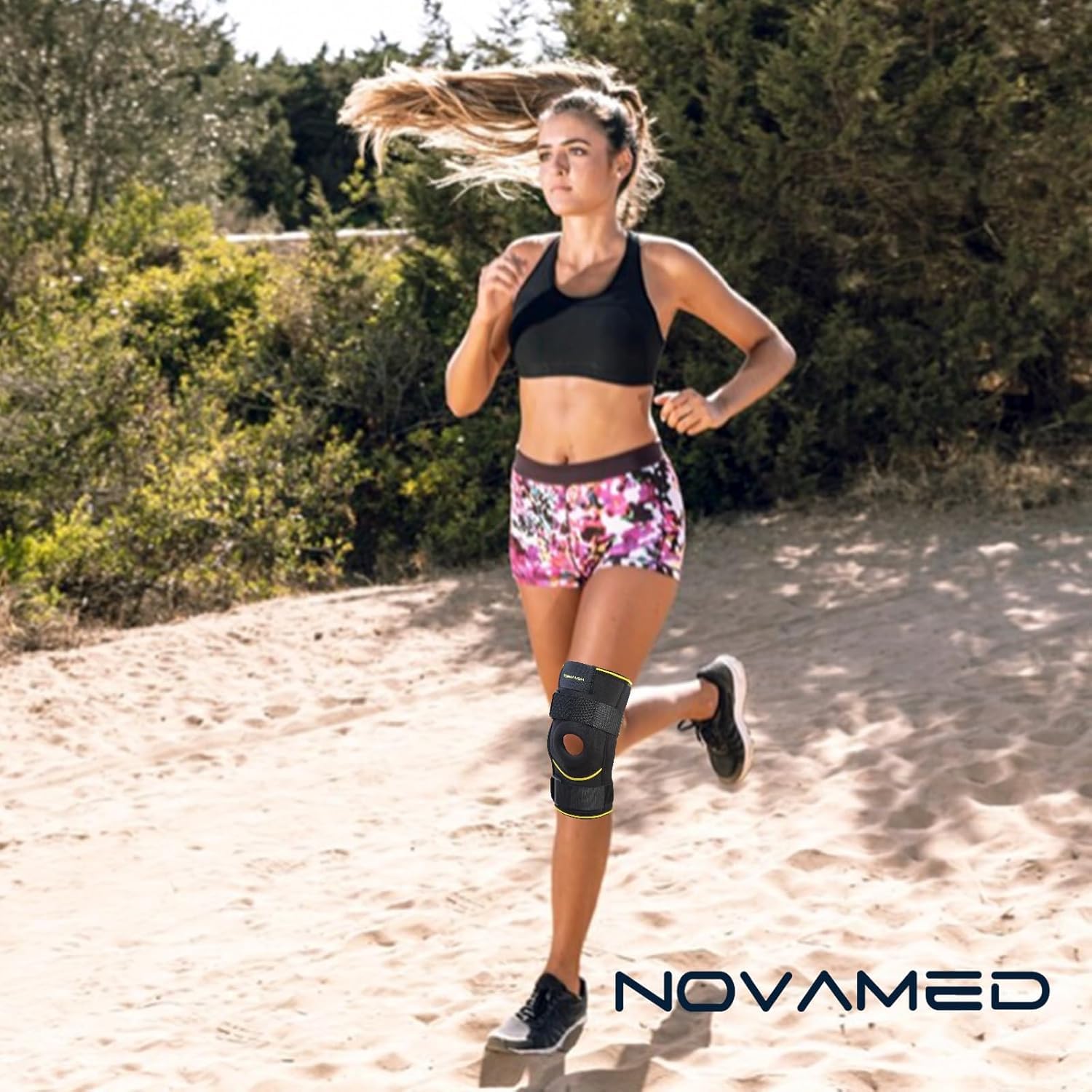 NOVAMED Knieorthese mit Gelenkschienen – Verstellbare Kniebandage bei Knieinstabilität, Bandproblemen und Arthrose – stabilisierende Kniestütze für Sport, Alltag und nach Operationen