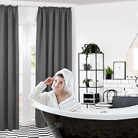 Deconovo Sötétítő Függöny Hőtartó Polyester Anyagból - Világosszürke Fényzáró Függönypár Ráncolt Szalaggal, 245x140 cm, Hőszigetelő 6