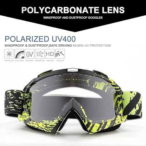 Miniatura 5 de FMY Gafas de motocross para hombres, mujeres y jóvenes, antiarañazos, a prueba de polvo, UV400 ATV