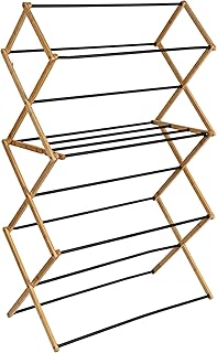 Household Essentials Bamboo Folding Clothes Drying Rack | Large Capacity, 14 Coated Metal Dowels, 28 Feet of Drying Space | Eco-Friendly, Collapsible Indoor Rack for Apartments, Homes & Dorms