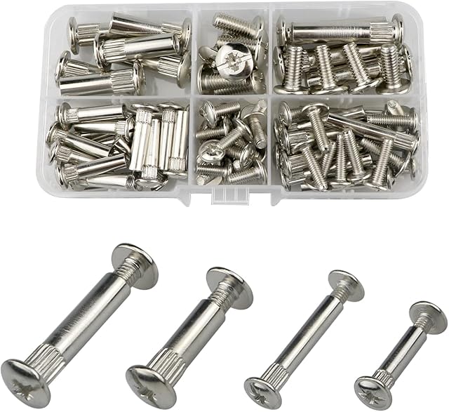 M5,M8 Connecting Bolts Screw Set,40 Sets of Furniture Connector Fastener Attachment Bolts with Sleeve for Fixing Furniture,Door Handle,Frame,Wood,Metal,Cabinet,Bookshelf (20/25/29/35mm)