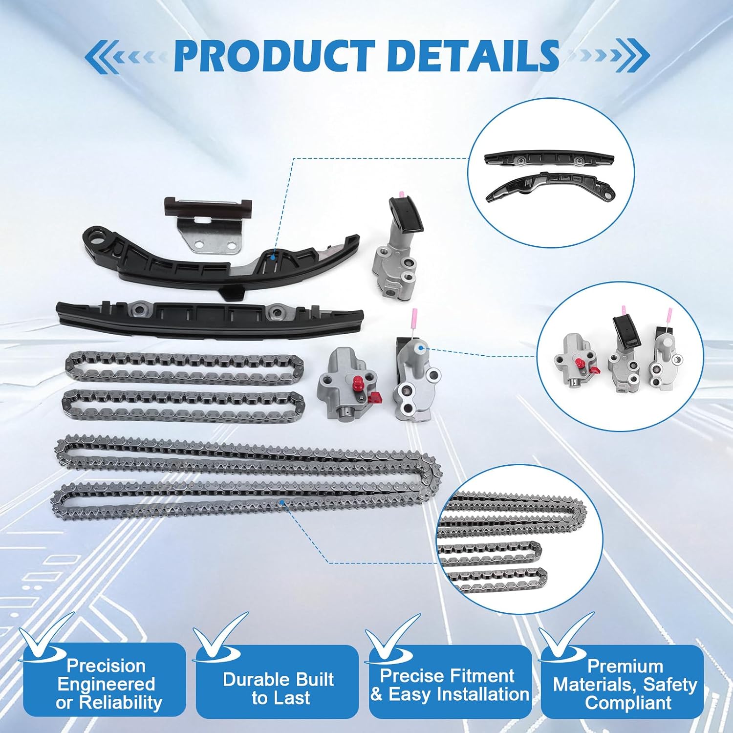 Timing Chain Kit Fit for 2014 Infiniti QX70 3.7L, for 2013 Infiniti FX37 3.7L, for 2008-2013 Infiniti G37 3.7L, for 2009-2013 Nissan 370Z 3.7L Replace OE# 13028JK20A