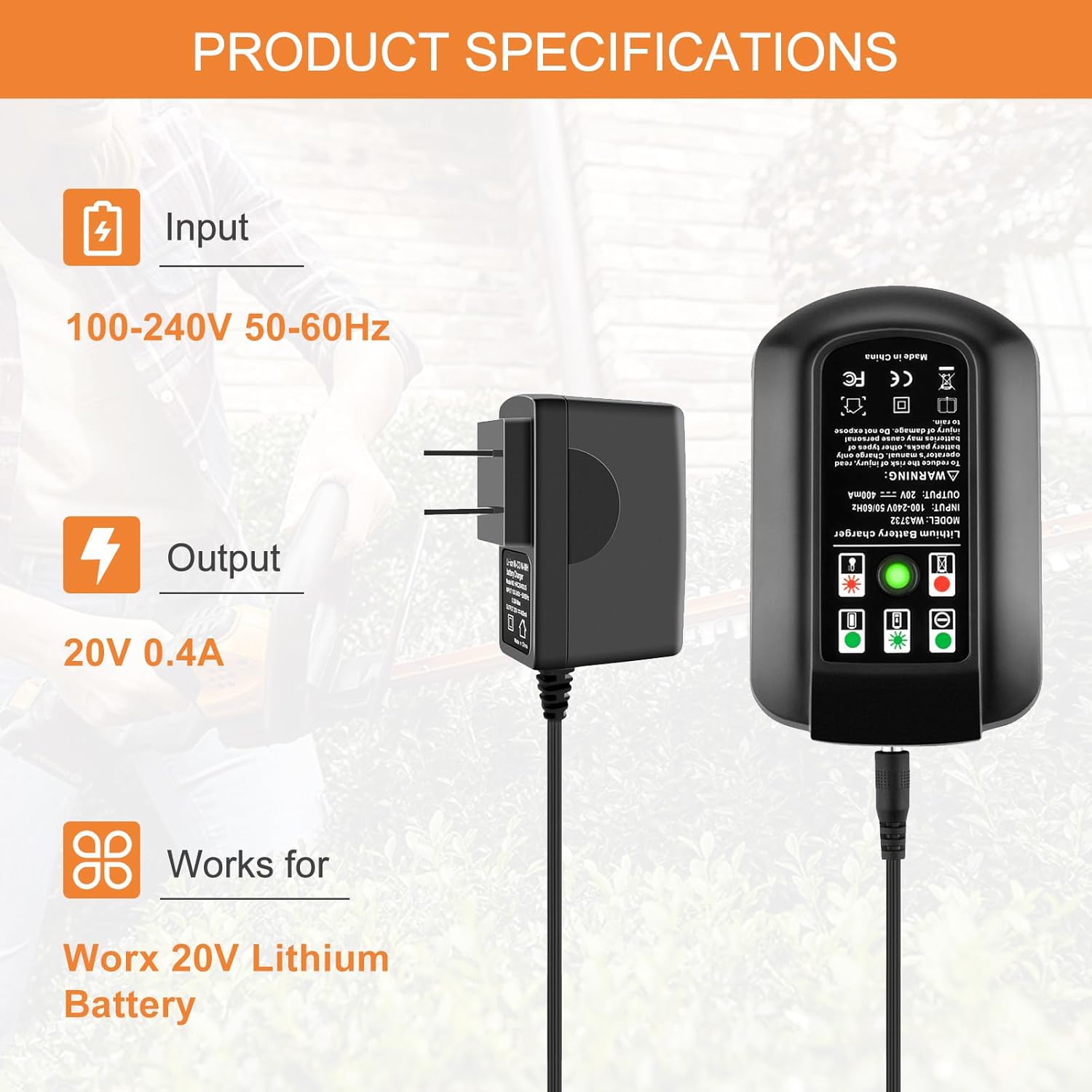 2Pack 20V Battery for Worx Lithium Battery PowerShare - WA3520/WA3525/WA3575/WG151s/WG155s/WG251s/WG255s/WG540s/WG545s/WG890/WG891 - 20V Worx Battery Charger