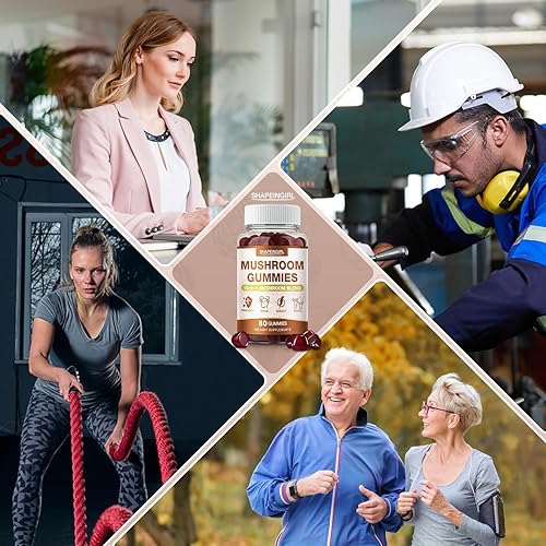 Miniatura 5 de Gomitas de hongos para adultos, mezcla avanzada 10 en 1, apoyo inmunológico y refuerzo cognitivo, complejo de suplementos de hongos con melena de