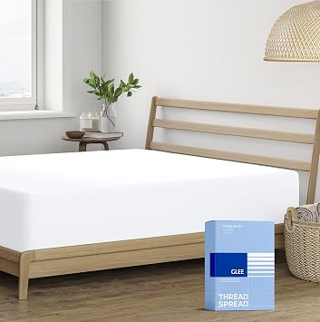 THREAD SPREAD Egyptian Cotton Twin XL Fitted Sheet - 400 Thread Count Twin XL Sheets 1 PC, White, Soft, Cooling Sateen Weave 16" Deep Pocket No Pop-Off Elastic Bottom Sheet for College Dorm Room
