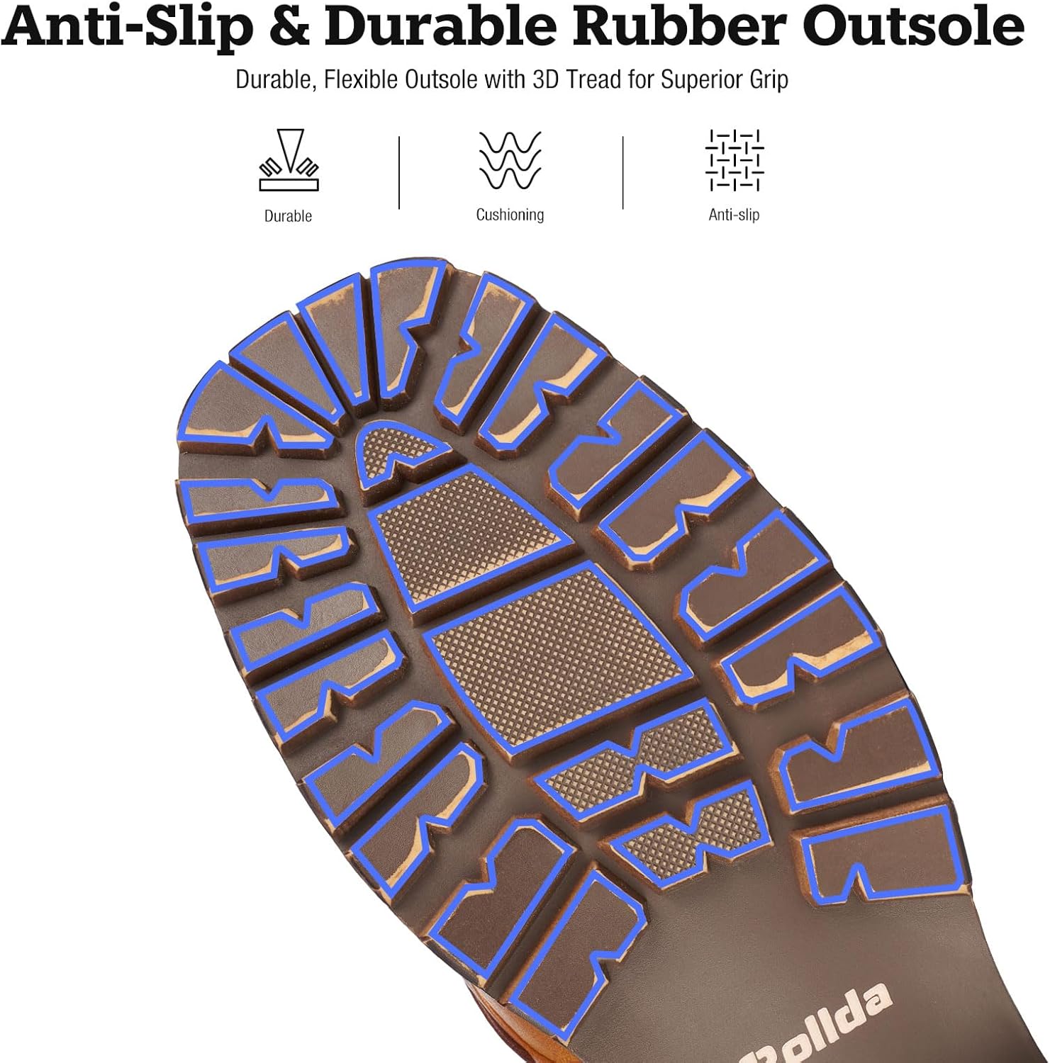 Rollda Cowboy Boots for Men Western Boots Men's Square Toe Chunky Heel Mid-Calf Boots Classic Embroidered Pull On Boots - Image 6