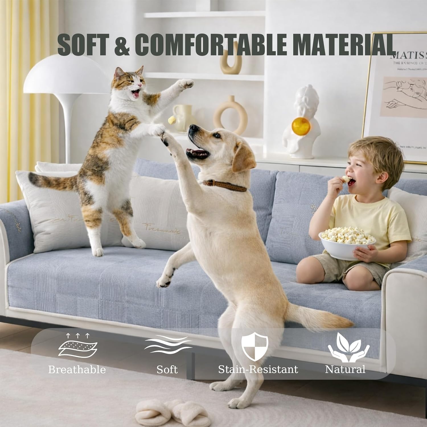 Fuzzy Pet Couch Cover Blanket, Plush Soft Sofa Cover For Sectional L Shaped Couch And Loveseat, Cozy Non Slip Couch Cover For Dogs Cats, Washable Pet Friendly Furniture Cover (Light grey,36"63")