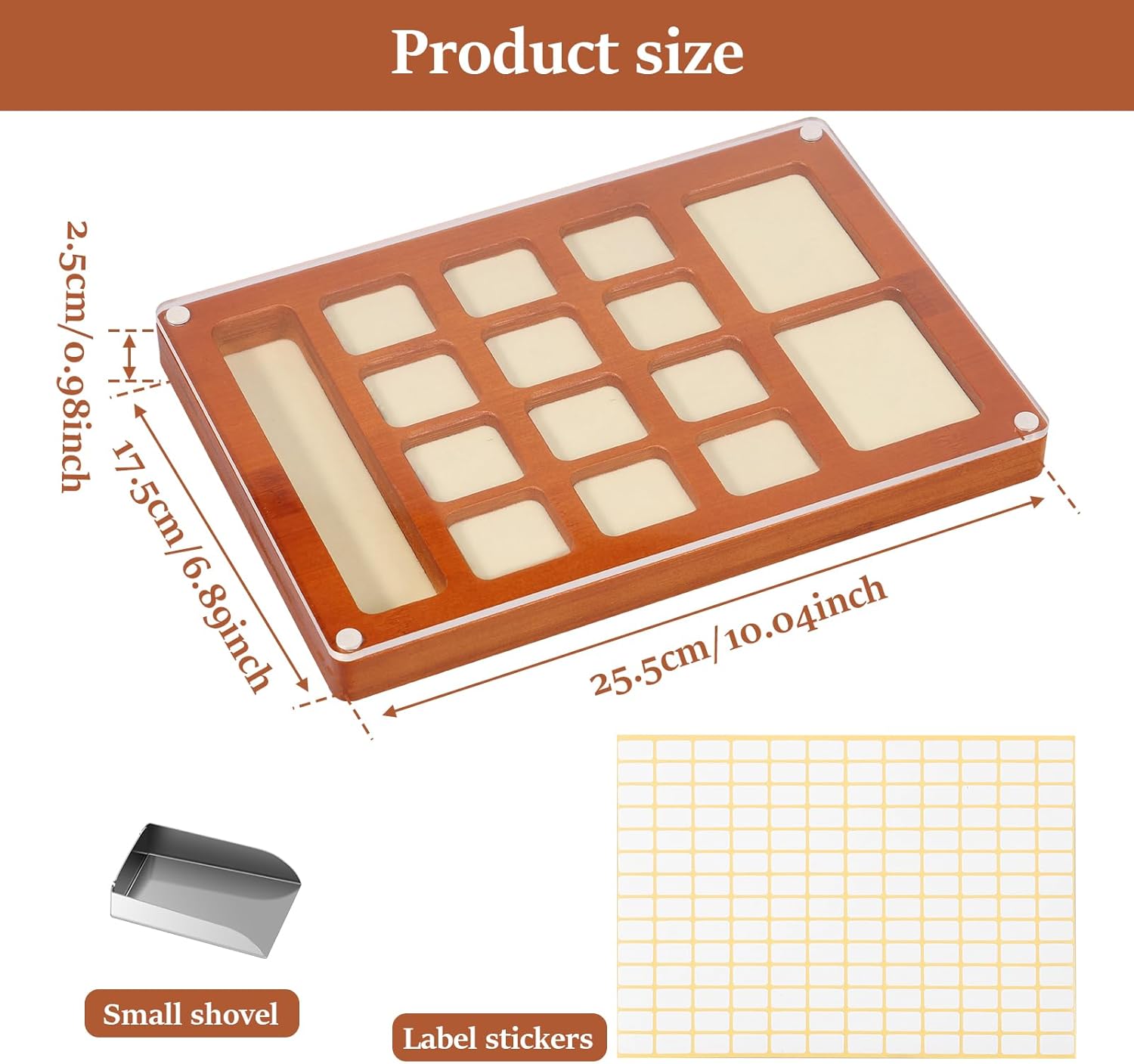 Wooden Bead Sorting Tray with Lid, Portable Compartmental Velvet Padding Bead Board with Magnetic Acrylic Cover, Beads Tray for Jewelry Bracelet Making for Home School Travel(Style 2)