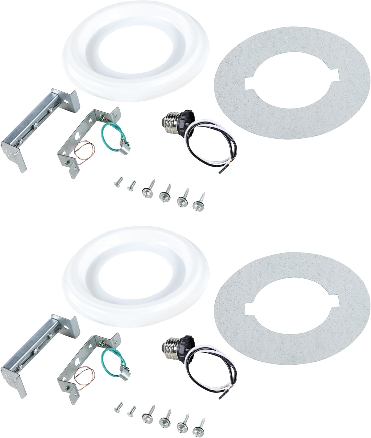 Aspen Creative 21067-12, Recessed Lighting Converter Kit, 8" Diameter, White Plastic Medallion, Set of 2