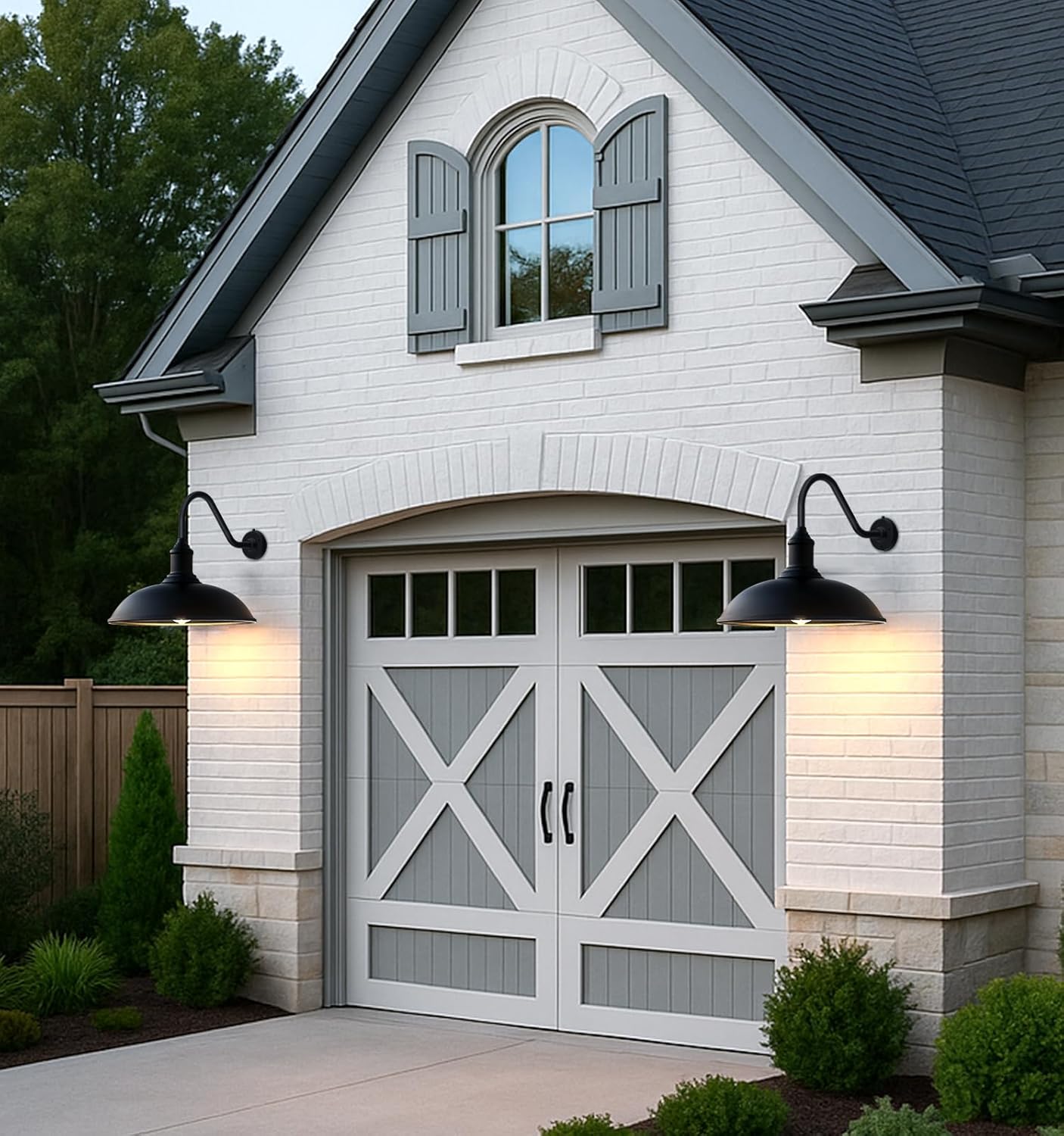 21 Inch Large Outdoor Barn Light Dusk to Dawn with Extended Arm Gooseneck Light - Waterproof and Rust Resistant Wall Mount Exterior Light Fixture for Farmhouse, Garage, Porch.