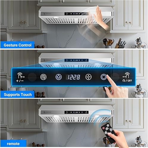 Miniatura 4 de AMZCHEF Campana extractora para debajo del gabinete de 30 pulgadas, 750 CFM, campana extractora de acero inoxidable para estufa de cocina