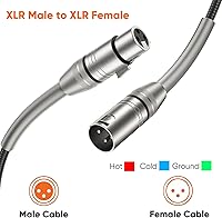Vista 5 de CableCreation Cable XLR de 10 pies, cable de micrófono macho a hembra, cable de micrófono XLR trenzado de nailon equilibrado resistente, compatible