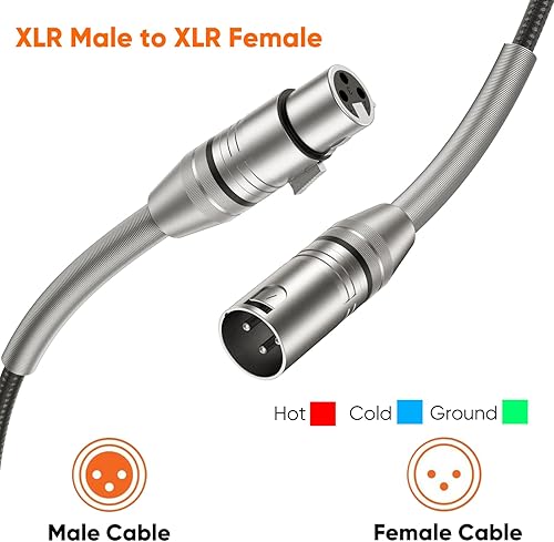 Miniatura 5 de CableCreation Cable XLR de 6 pies, micrófono XLR macho a hembra con cambio de género equilibrado XLR cable de altavoz de micrófono, extensión XLR de