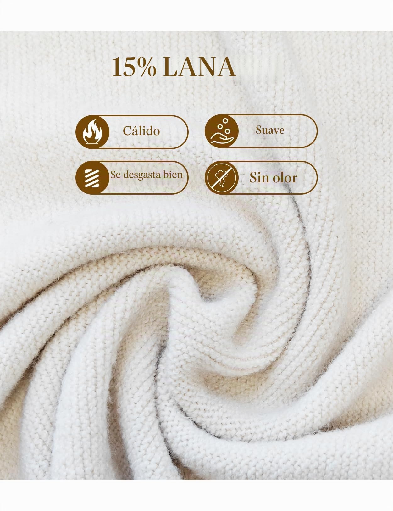 BEAUTELICATE Bufanda de Mezcla de Lana Mujer Capa Poncho de Punto Triangular Pashmina Chales con Flecos para Otoño Invierno Talla Grande