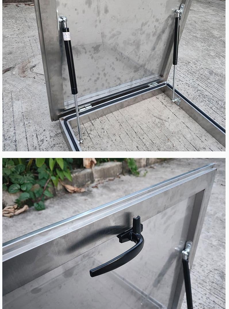 Stainless Steel Roof Caps, Roof Hatch Lid Basement Vent Door Manhole/Cellars Exit Cover with Handle and Rubber Seal Strip