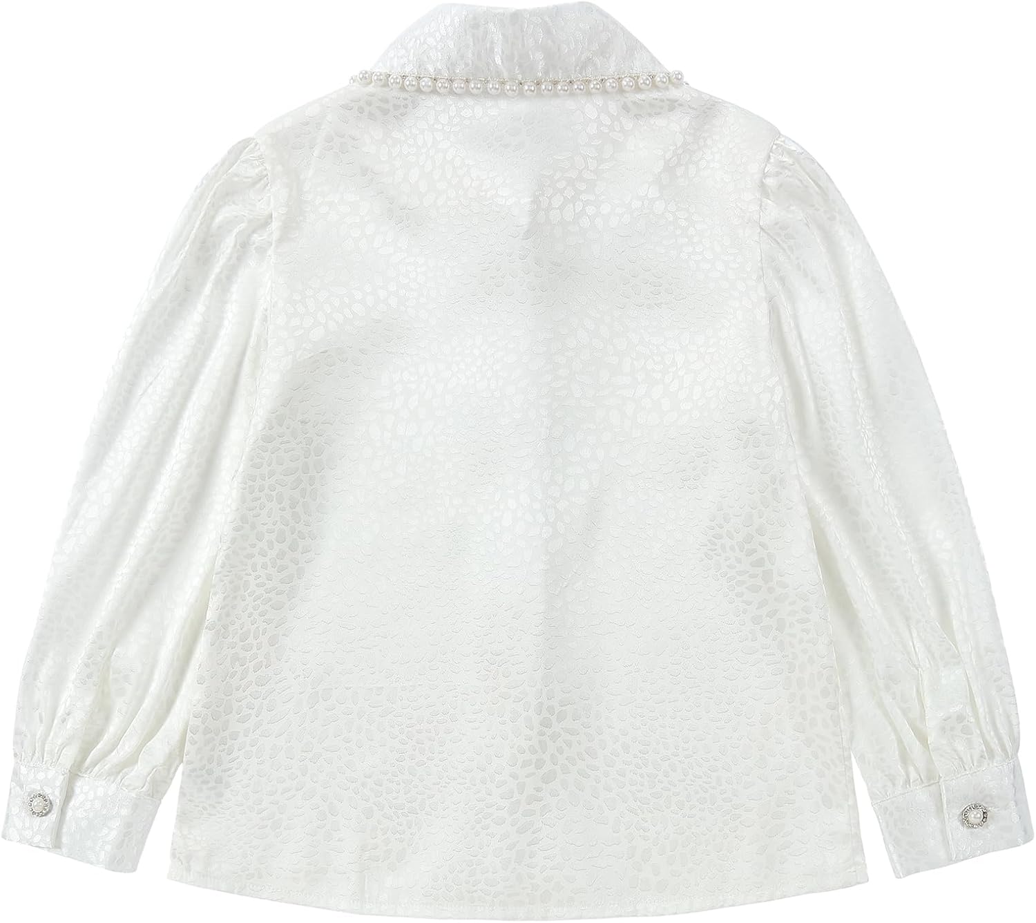 Girls Leopard Print Blouse White Blouse Long Sleeve Button Down Shirts Loose Soft Tops for Spring and Summer